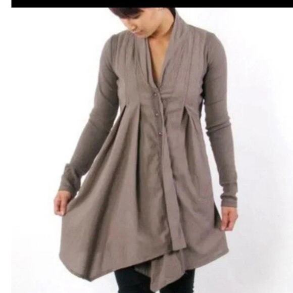 PRAIRIE UNDERGROUND Raven Draped Asymmetrical‎ Pleats Tunic Burgundy Wine XS - Picture 7 of 7